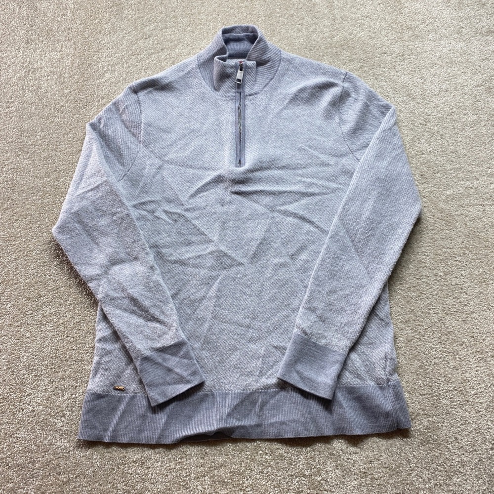 UNTUCKit Sweater Womens Large Quarter Zip Pullover Light‎ Gray 100% Merino Wool
